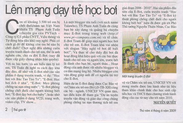 Thế Giới@ - Lên mạng dạy trẻ học bơi