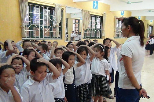Học sinh Tiểu học Ngọc Khánh luyện kỹ năng thở